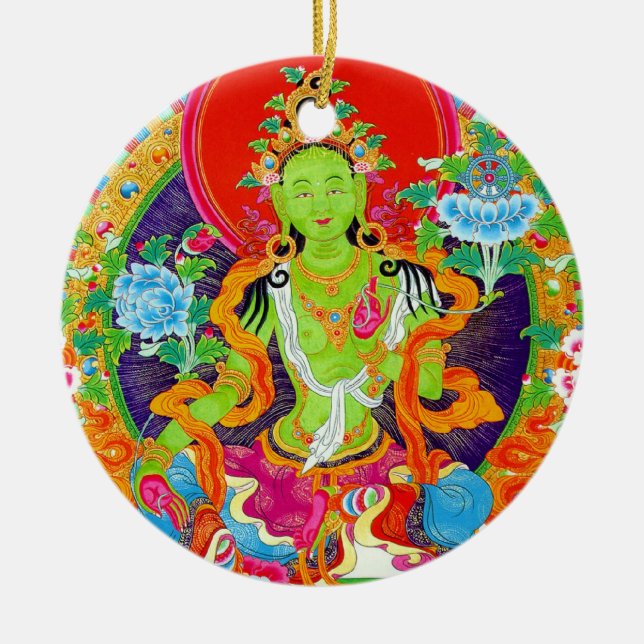 Cool oriental tibetan thangka god tattoo art ceramic tree decoration (Front)
