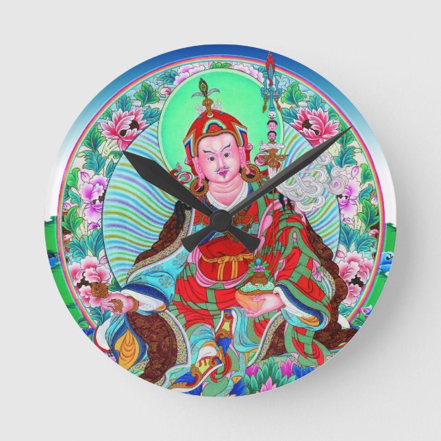 Cool oriental tibetan thangka god tattoo art round clock (Front)