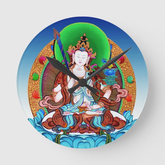 Cool oriental tibetan thangka god tattoo art round clock (Front)