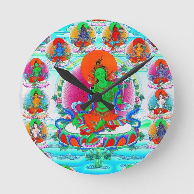 Cool oriental tibetan thangka god tattoo art round clock (Front)