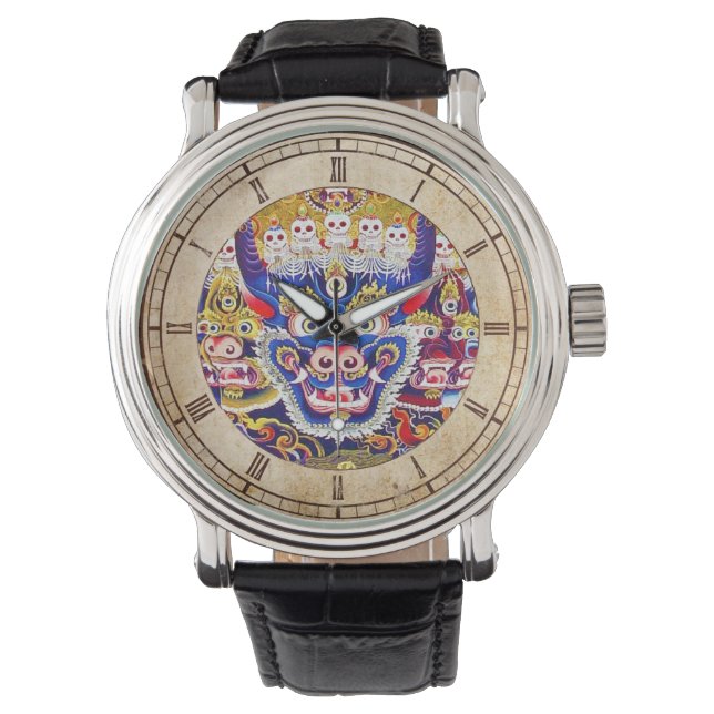 Cool oriental tibetan thangka god tattoo art watch (Front)