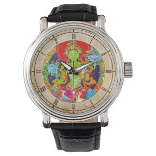 Cool oriental tibetan thangka god tattoo art watch