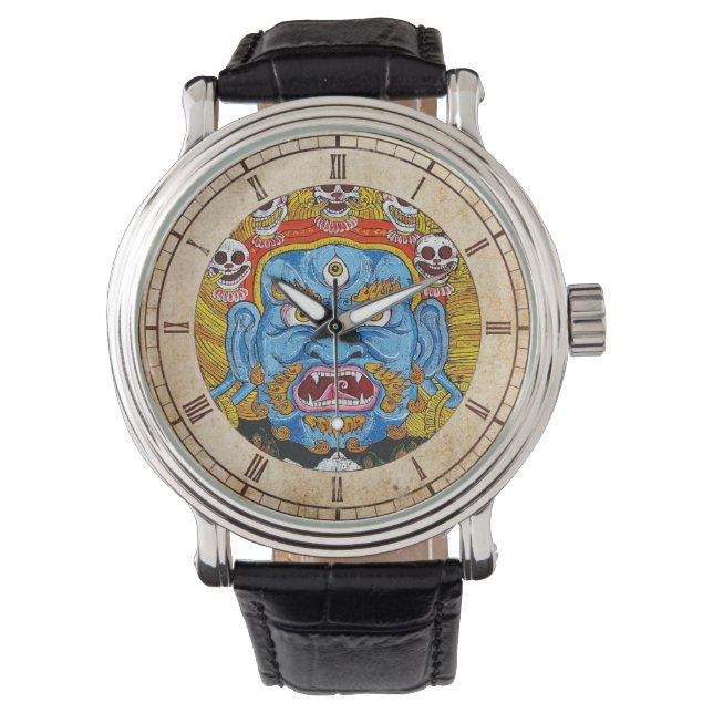 Cool oriental tibetan thangka god tattoo art watch (Front)