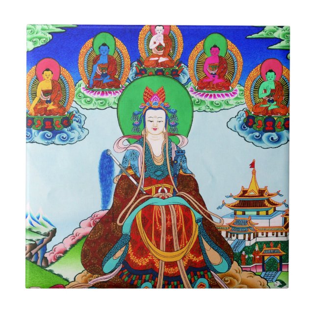 Cool oriental tibetan thangka Golden Mother Tile (Front)