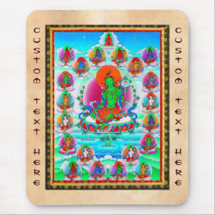 Cool oriental tibetan thangka Green Tara tattoo Mouse Mat