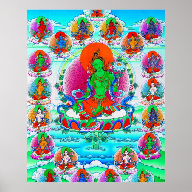 Cool oriental tibetan thangka Green Tara  tattoo Poster (Front)