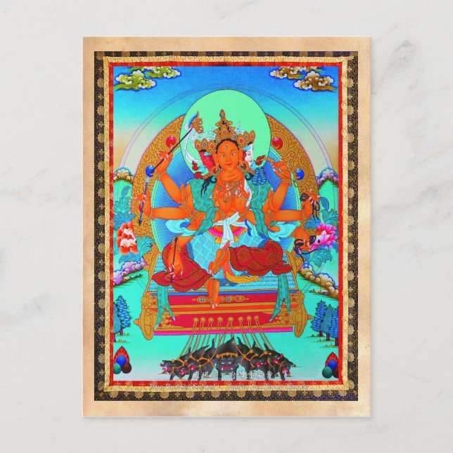 Cool oriental tibetan thangka Marici tattoo Postcard (Front)