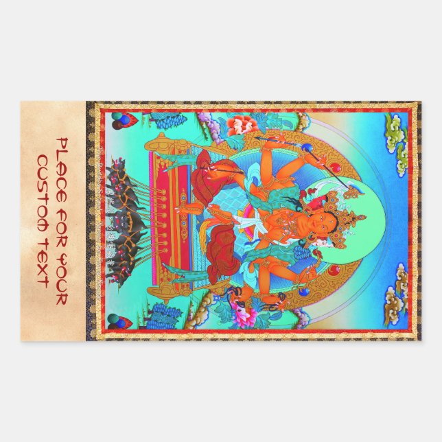 Cool oriental tibetan thangka Marici tattoo Rectangular Sticker (Front)