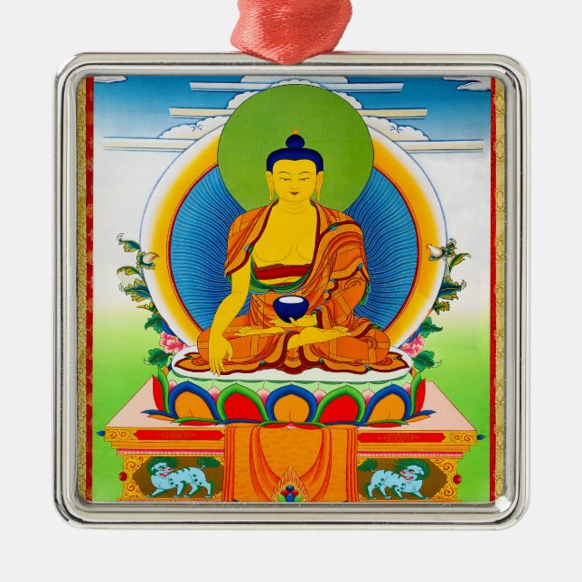 Cool oriental tibetan thangka tattoo Aksobhya Metal Tree Decoration (Front)