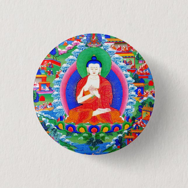Cool oriental tibetan thangka tattoo Mahavairocana 3 Cm Round Badge (Front)