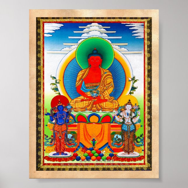 Cool oriental tibetan thangka Three Major Saints Poster (Front)