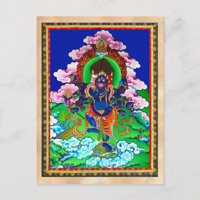 Cool oriental tibetan thangka Ucchusma tattoo Postcard (Front)