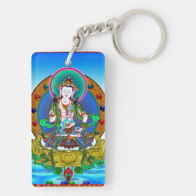 Cool oriental tibetan thangka Vajrasattva tattoo Key Ring (Back)