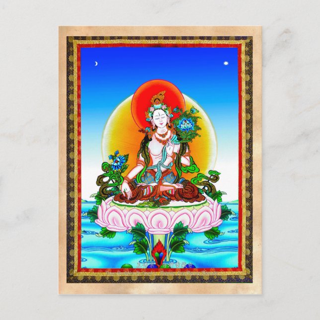 Cool oriental tibetan thangka White Tara tattoo Postcard (Front)