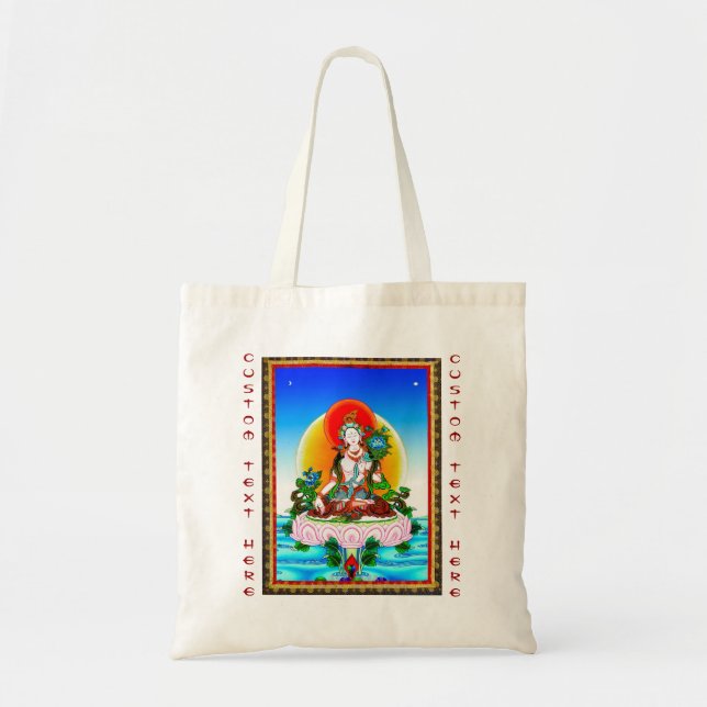 Cool oriental tibetan thangka White Tara tattoo Tote Bag (Front)