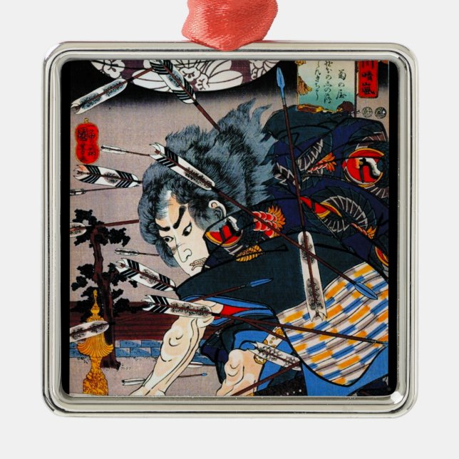 Cool oriental traditional japanese Samurai Warrior Metal Tree Decoration (Front)