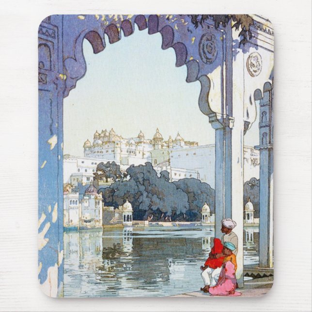 Cool oriental Yoshida Hiroshi udaipur Palace art Mouse Mat (Front)