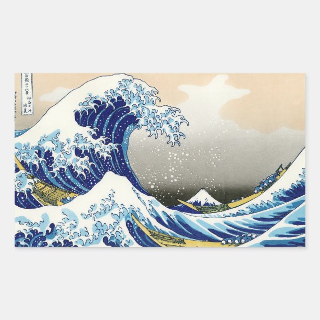 Cool orietal  japanese classic  fuji view art rectangular sticker (Front)