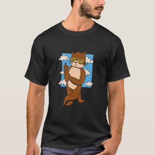 Cool Otter Sunglasses Middle Finger Otter T-Shirt