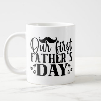 Cool our first Father's Day word art  Large Coffee Mug