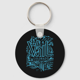 Cool Outdoor Skiing Vintage Souvenir Visit Vail Co Key Ring