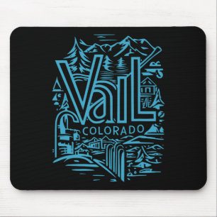 Cool Outdoor Skiing Vintage Souvenir Visit Vail Co Mouse Mat