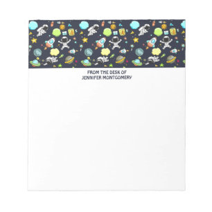 Cool Outer Space Theme - Astronauts & Rocket Ship Notepad