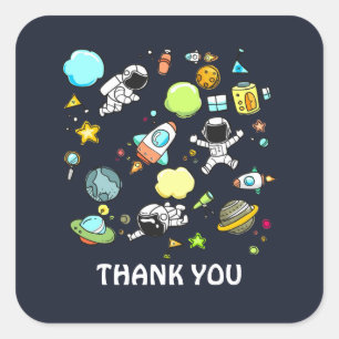 Cool Outer Space Theme - Astronauts & Rocket Ships Square Sticker