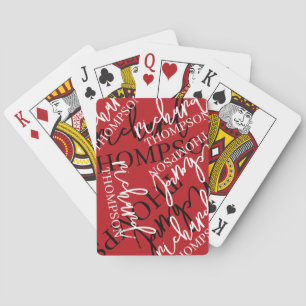 Cool Overlapped Typography Name Red Playing Cards