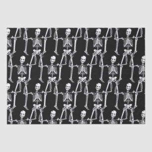 Cool Overlapping Skeletons Pattern on Black Tissue Paper