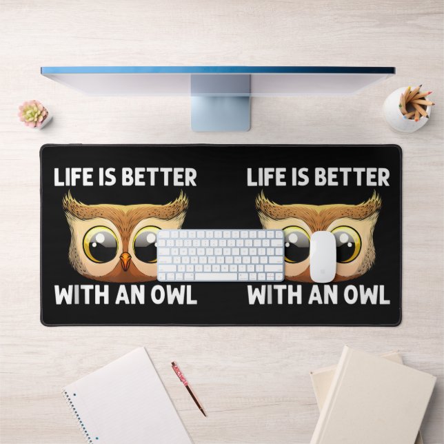 Cool Owl Art For Men Women Nocturnal Bird Animal  Desk Mat (Office 1)