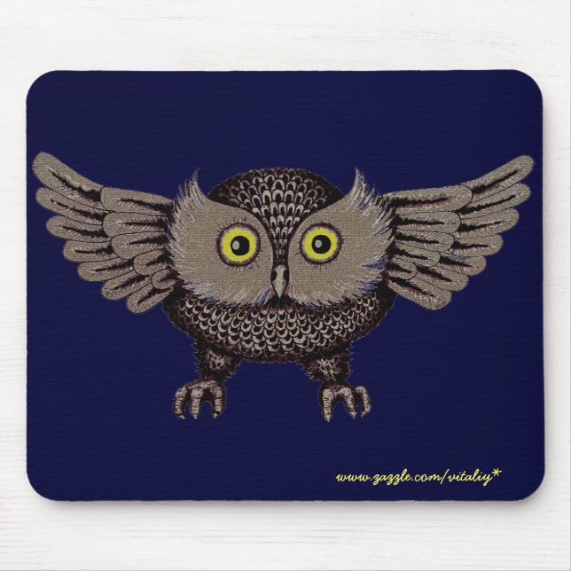 Cool owl graphic art mousepad design (Front)