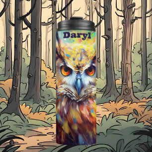 Cool owl lovers add name thermal tumbler