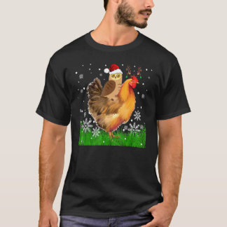 Cool Owl Riding Reindeer Chicken Christmas Chicken T-Shirt