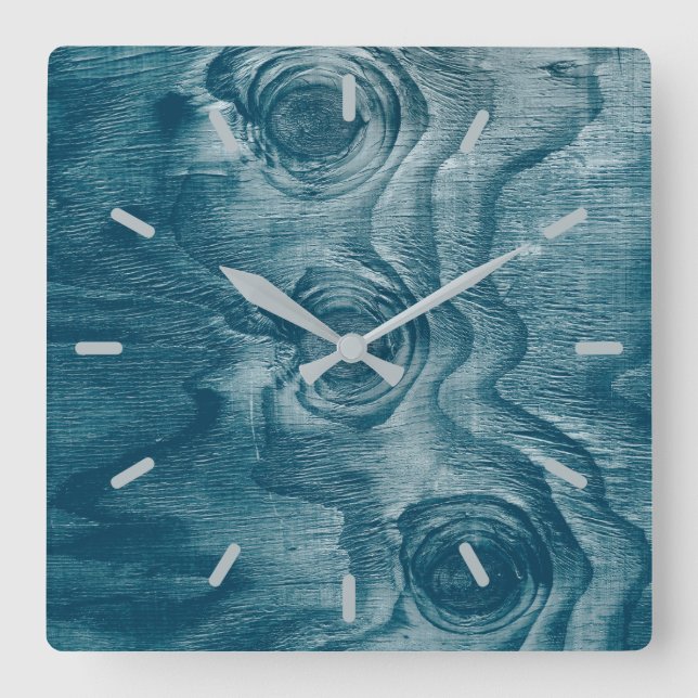 Cool Painted Wood Grain Knot Texture Square Wall Clock (Front)