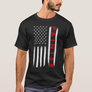 Cool Painter For Men Women American Flag Painters T-Shirt