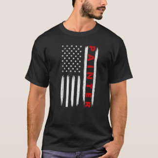 Cool Painter For Men Women American Flag Painters T-Shirt