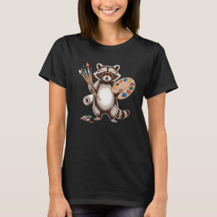 Cool Painter Raccoon Illustration T-Shirt