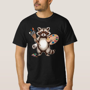 Cool Painter Raccoon Illustration T-Shirt