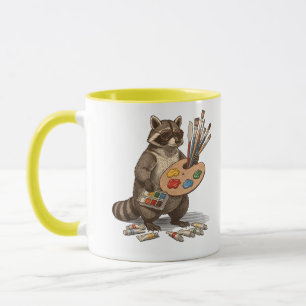 Cool Painter Racoon Illustration Mug
