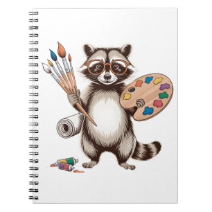 Cool Painter Racoon Illustration Notebook