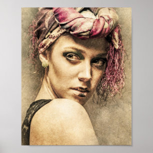Cool painting drawing woman lady modern art poster