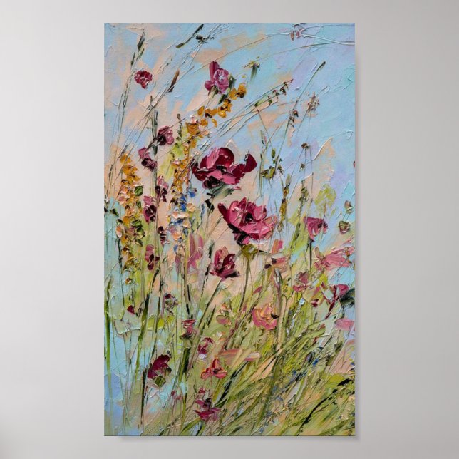Cool painting of colorful wild flowers poster (Front)