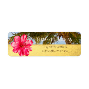 Cool Palm,Hibiskus,Gold   Address Label