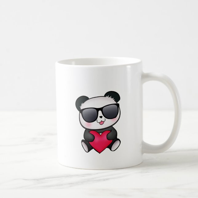 Cool Panda Bear Sunglasses Valentine's Day Heart Coffee Mug (Right)