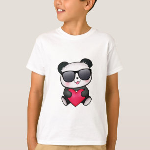 Cool Panda Bear Sunglasses Valentine's Day Heart T-Shirt
