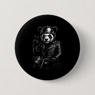 Cool Panda Punk Peace Sign Motorcycle  6 Cm Round Badge