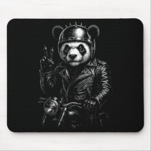 Cool Panda Punk Peace Sign Motorcycle  Mouse Mat