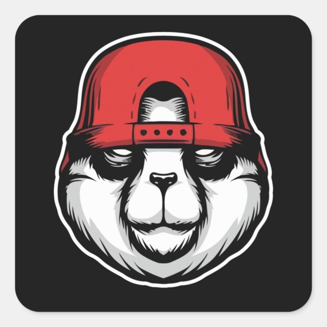 Cool Panda Square Sticker (Front)