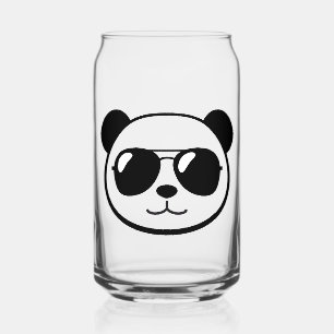 Cool panda with sunglasses can glass